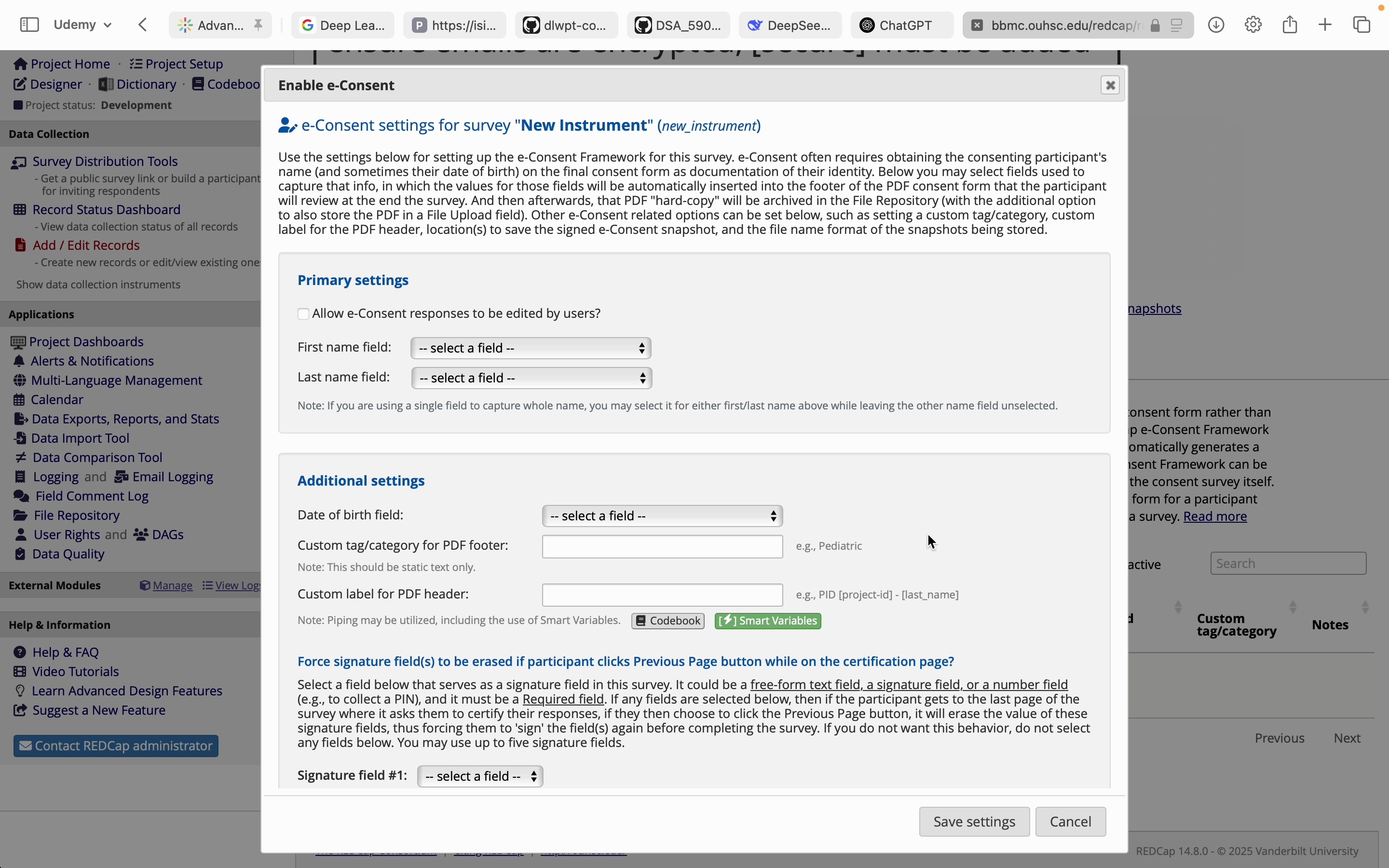 e-Consent Settings