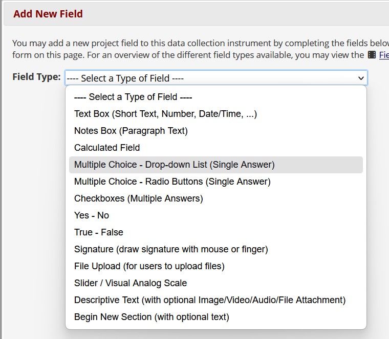Drop-down list variable