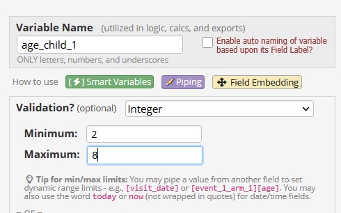 Validation range