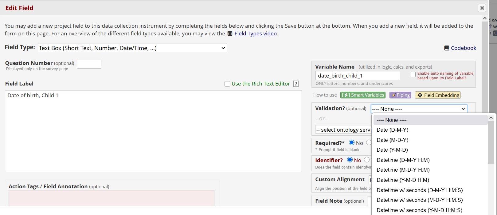 Kinds of date variables
